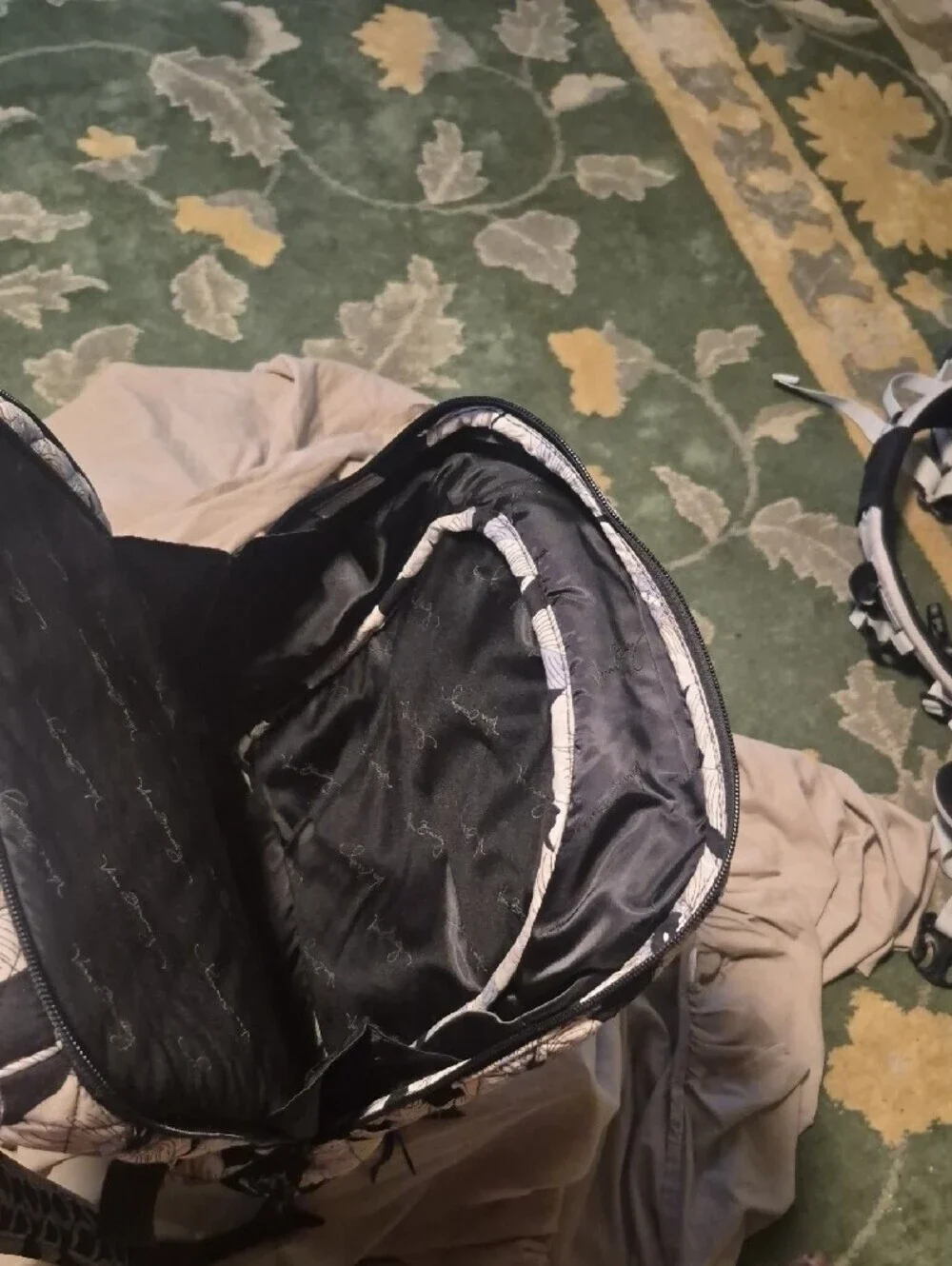 Vera Bradley Black and Cream Quilted Floral Backpack